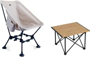 iClimb 1 Ultralight Folding Table and 1 Two-Heights Light Compact Anti-Sinking Chair Bundle, Ultralight Compact for Adults Outdoor Camping Beach Concert Motorcycling Travelling