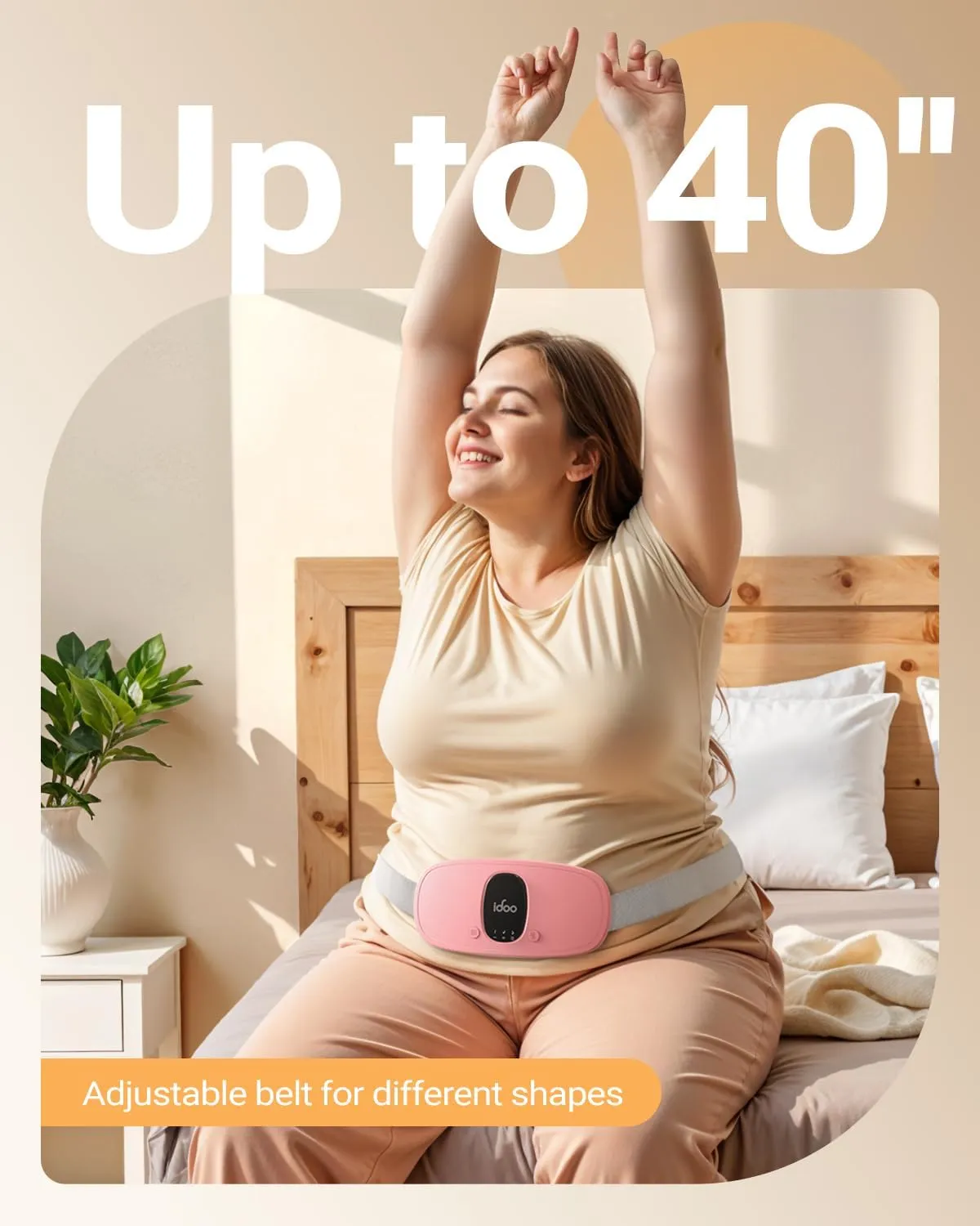 iDOO Heating Pad for Period Cramps, FSA HSA Eligible, Gifts for Girlfriend Mom Wife Women, Portable Cordless Back Belly Heat Pad for Menstrual Cramps Relief, Period Heating Belt for Women, Pink Stuff