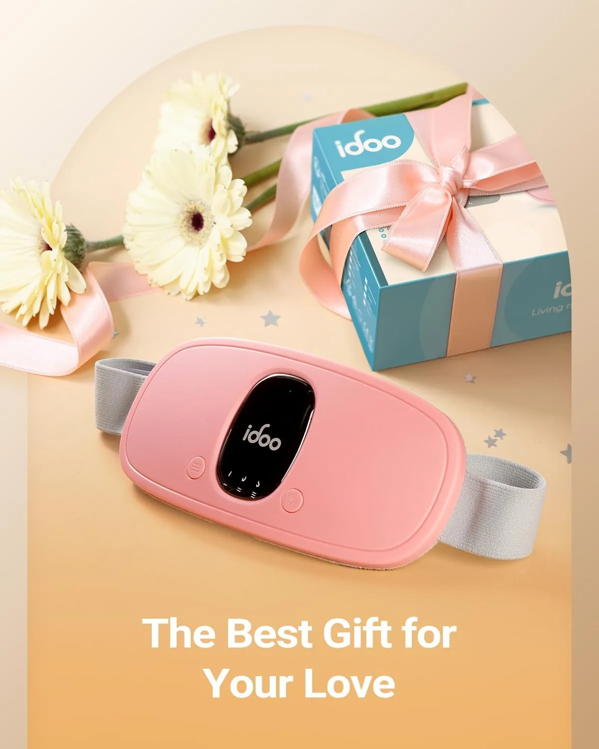 iDOO Heating Pad for Period Cramps, FSA HSA Eligible, Gifts for Girlfriend Mom Wife Women, Portable Cordless Back Belly Heat Pad for Menstrual Cramps Relief, Period Heating Belt for Women, Pink Stuff