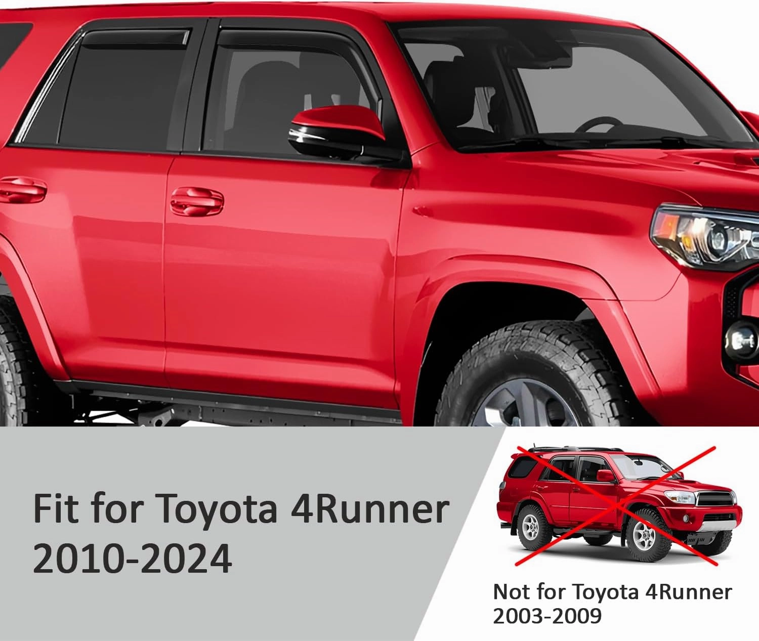 in-Channel Extra Durable Rain Guards for Toyota 4Runner 2010-2024, Window Deflectors, Vent Window Visors, 4 Pieces - 220101