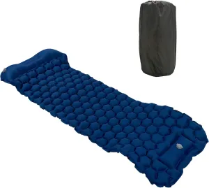 Inflatable Camping Sleeping Pad Mat Comfortable Air Cushion for Tent Hiking Travel Outdoor Activities (Dark Blue)
