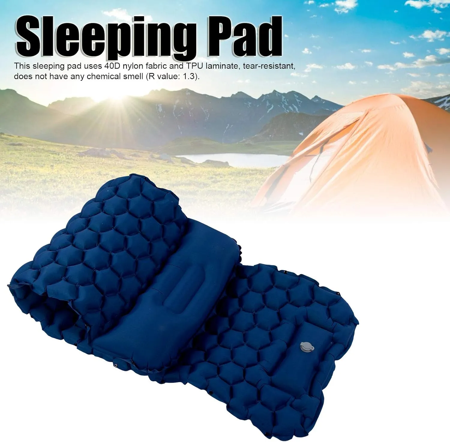 Inflatable Camping Sleeping Pad Mat Comfortable Air Cushion for Tent Hiking Travel Outdoor Activities (Dark Blue)