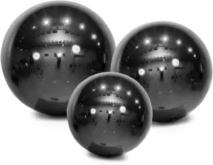 Inflatable Mirror Balls Giant Shiny PVC Balloons for Events, Weddings, Parties, Advertising & Stage Decor Hanging or Standing Multiple Sizes & Colors (Black, 3pcs(2ft 3ft 4ft pump))