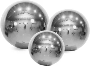 Inflatable Mirror Balls Giant Shiny PVC Balloons for Events, Weddings, Parties, Advertising & Stage Decor Hanging or Standing Multiple Sizes & Colors (Silver, 3pcs(2ft 3ft 4ft pump))
