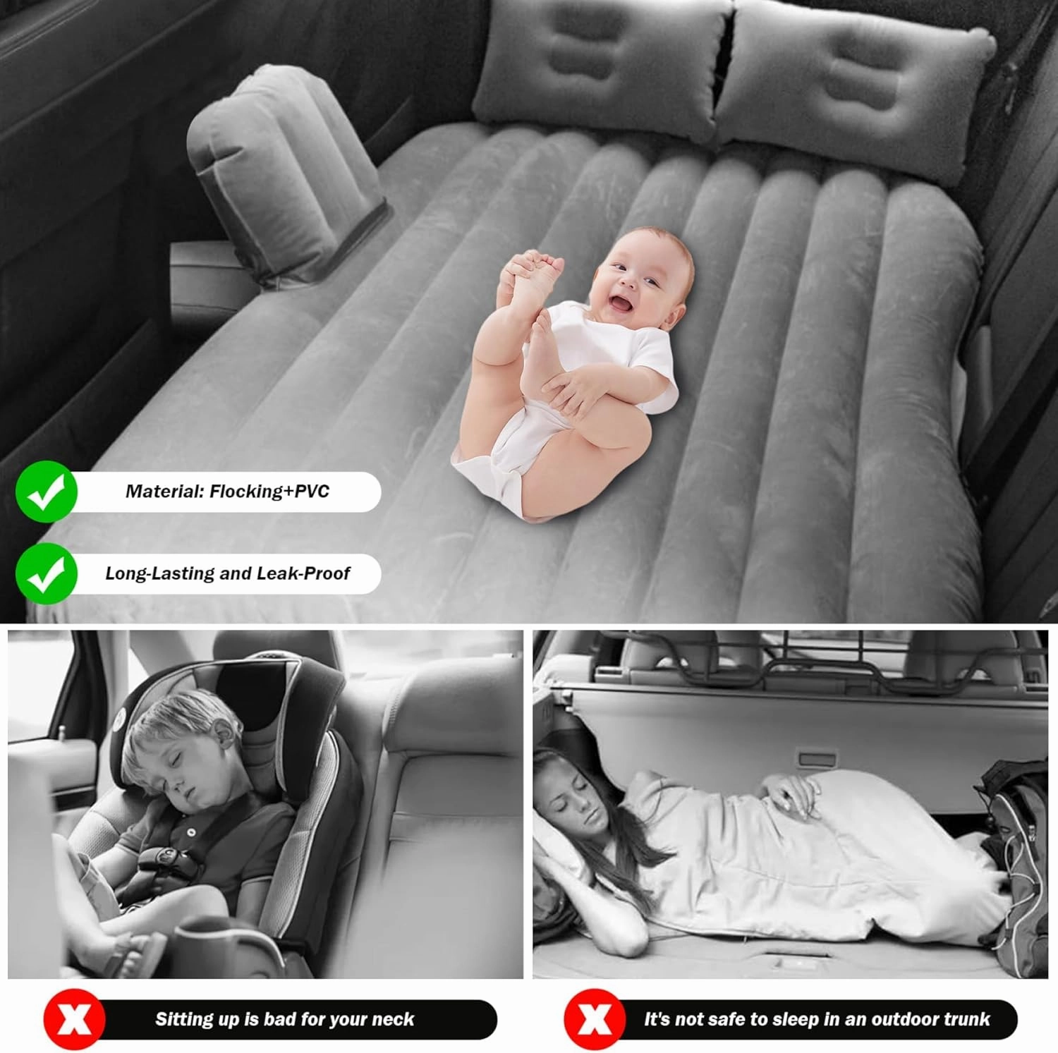Inflatable Car Mattress for Hyundai Tucson 2010-2015, Thickened Portable Collapsible Travel Mattress Sports Outdoors All Weather Use,A