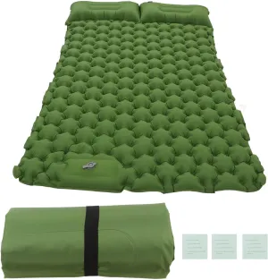 Inflating Sleeping Pad, Ergonomic Inflatable Camping Mattress with Built in Foot Pump, Watertight and Sturdy, Includes Storage Bag (Green)