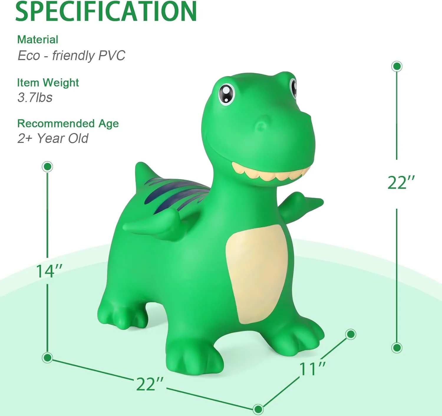 INPANY Bouncy Horse, Dinosaur Hopper Toys for 2 Year Old Boy, Toddlers Bouncing Animal, Inflatable Hopping Buddies for Kids, Ride on Rubber Bouncer, Indoor Outdoor Birthday Gifts Toy for 3 4 Yr Girl
