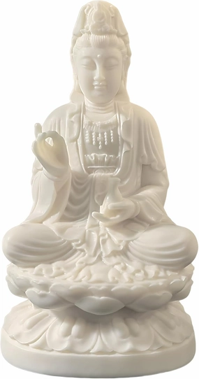 Ivory Fruit Guan Yin Statue,Kwan Yin Sculpture for Home Office Car Feng Shui Décor and Thoughtful Zen Ornamnt Gifting