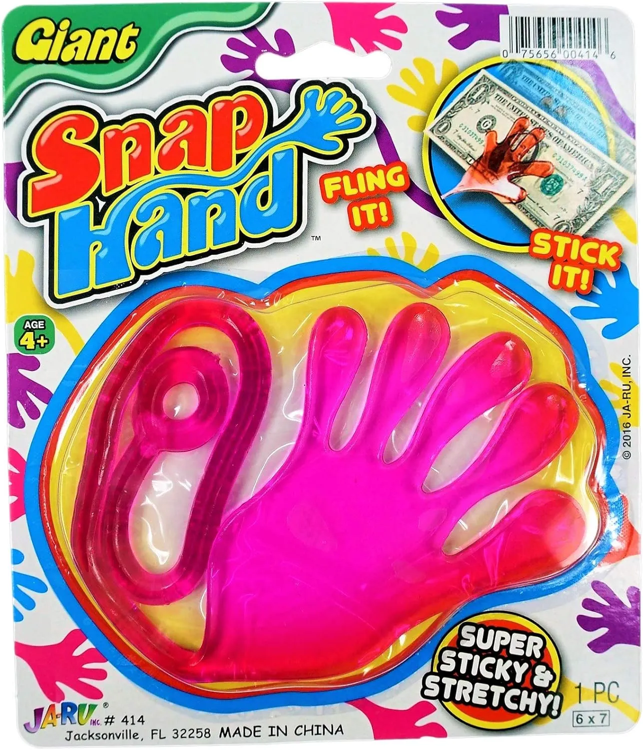 JA-RU Jumbo Giant Sticky Hand Stretchy Snap Toys (8 Packs) Great Sticky Hands Party Favors Birthday Toy Supplies for Kids, Pinata Filler, Bulk Toys Stocking Stuffers Goody Bags. 414-8