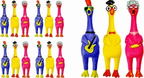 JA-RU Screaming Rubber Chicken Toy (12 Units Assorted) Squeaky Chicken Toys for Kids. Funny Noise Maker Prank & Gag Gifts. Novelty Toys & Amusements. Rubber Dog Toys. 1704-12s