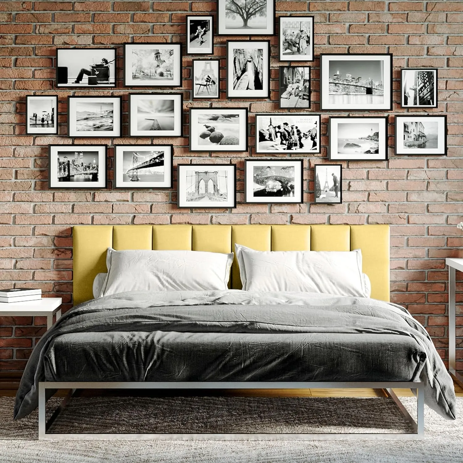 Jaxx Panelist Modern Padded Headboard – Set of 4 Wall Mounted Panels - Queen, Amber Gold Microvelvet