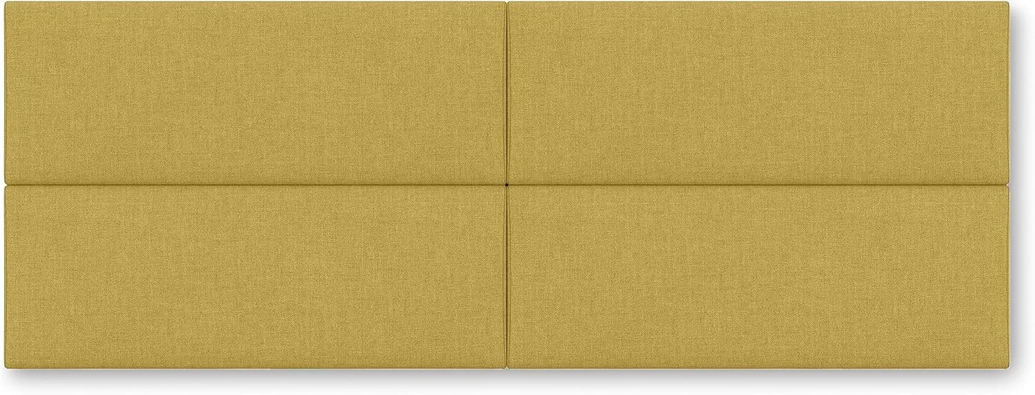 Jaxx Panelist Modern Padded Headboard – Set of 4 Wall Mounted Panels - Queen, Amber Gold Microvelvet