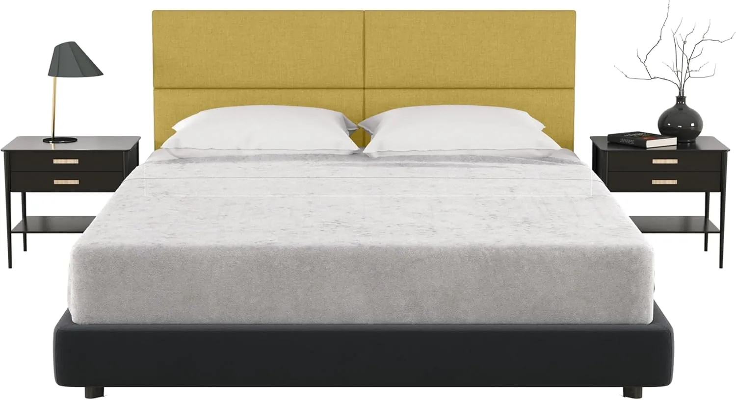 Jaxx Panelist Modern Padded Headboard – Set of 4 Wall Mounted Panels - Queen, Amber Gold Microvelvet