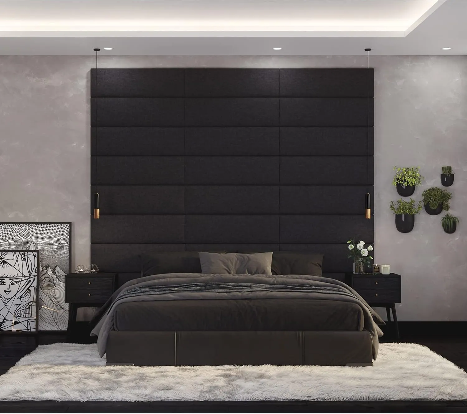 Jaxx Panelist Modern Padded Headboard – Set of 4 Wall Mounted Panels - Queen, Amber Gold Microvelvet