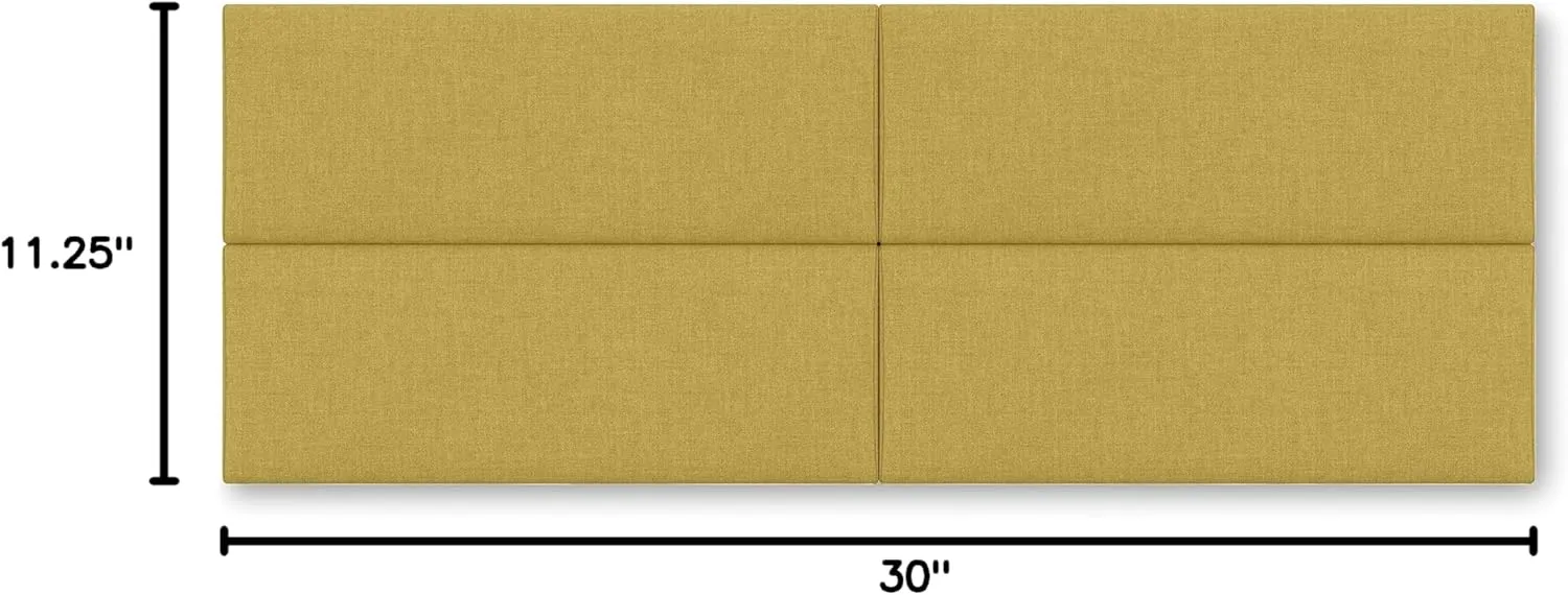 Jaxx Panelist Modern Padded Headboard – Set of 4 Wall Mounted Panels - Queen, Amber Gold Microvelvet