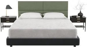 Jaxx Panelist Modern Padded Headboard – Set of 4 Wall Mounted Panels - Queen, Cypress Green Microvelvet