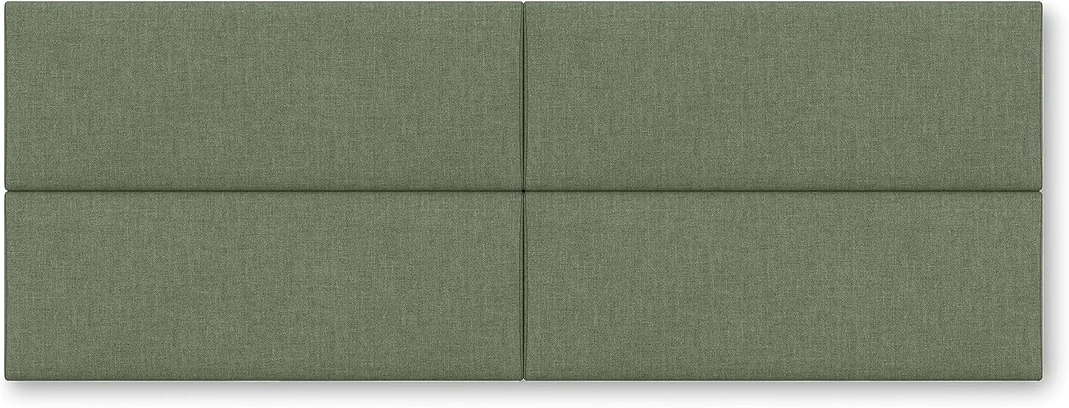 Jaxx Panelist Modern Padded Headboard – Set of 4 Wall Mounted Panels - Queen, Cypress Green Microvelvet