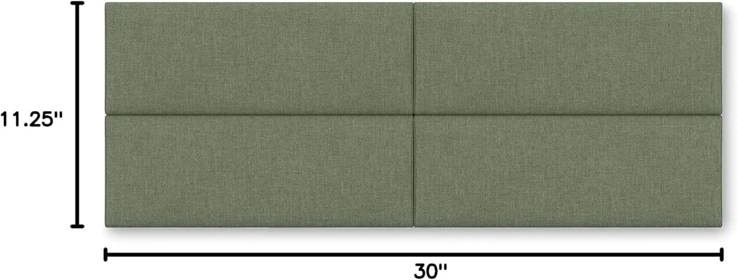 Jaxx Panelist Modern Padded Headboard – Set of 4 Wall Mounted Panels - Queen, Cypress Green Microvelvet