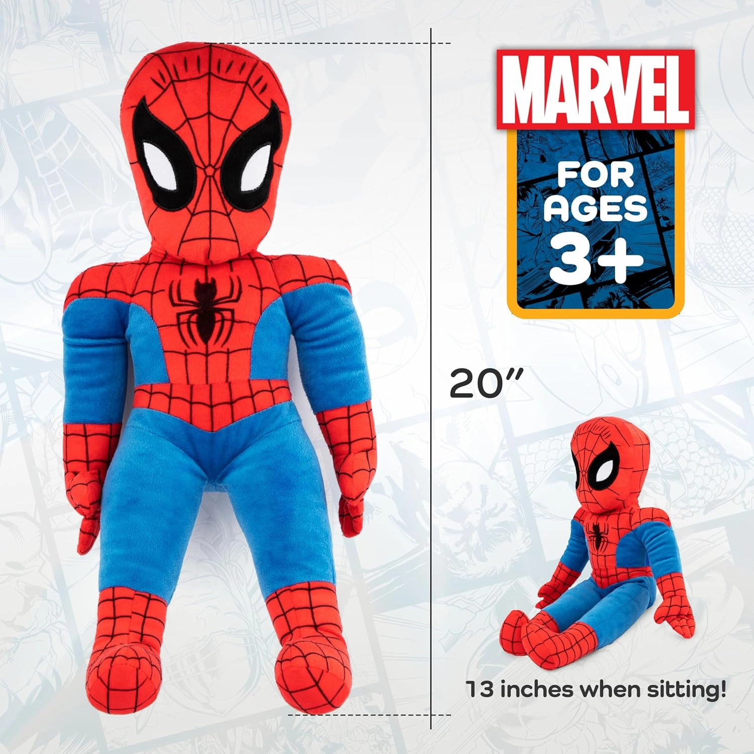 Jay Franco Marvel Super Hero Adventures Toddler Spiderman Plush Stuffed Pillow Buddy - Super Soft Polyester Microfiber, 20 inch (Official Marvel Product)