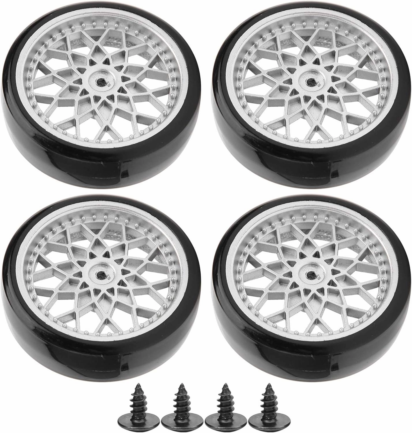Jeanoko Robust Truck Plastic Tires WPL D12 Model Car Upgrade Parts for Remote Control Car WPL D12 RTR RC Rock Crawler for Cultivating Interest for Children Kids Gift(Silver)