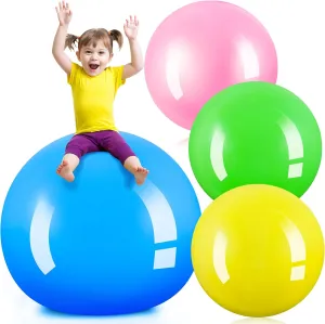 Jenaai 4 Pcs 30 Inch Big Bounce Large Rubber Inflatable Kickball - Giant Outdoor Exercise Ball for Jumping, Hopping, Activity Games, Sports Party