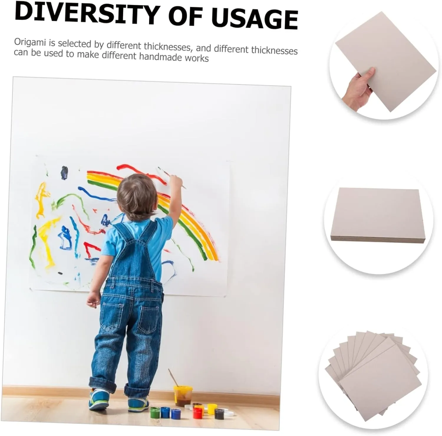 JEWEDECO DIY Graffiti Paperboard Pcs Gray Cardboard Double-Sided Thick Drawing Paper for Boys and Girls