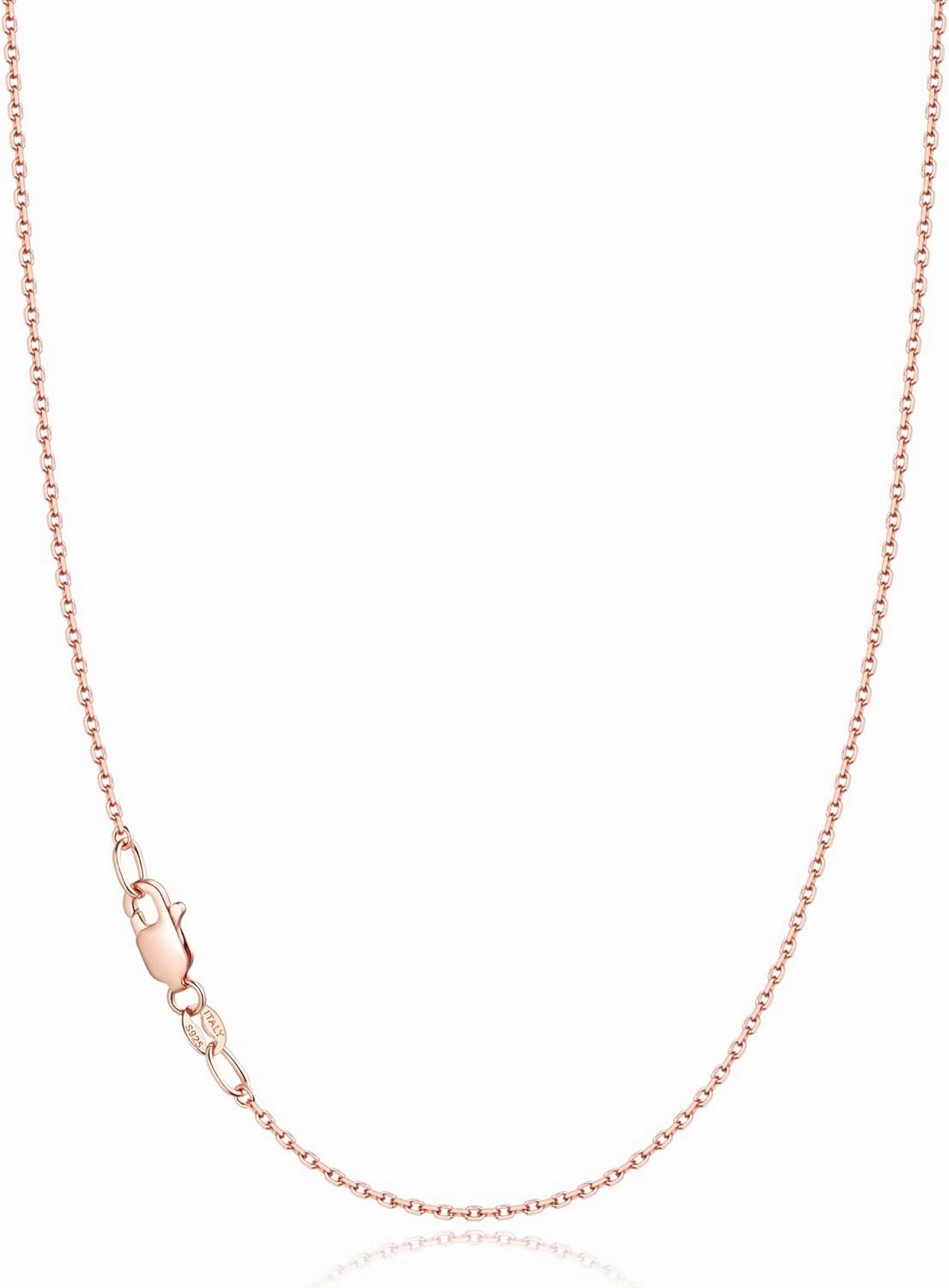 Jewlpire Solid 18k Gold Over 925 Sterling Silver Chain Necklace for Women, 1.1mm Cable Chain Necklace Thin & Dainty & Sturdy Women's Chain Necklaces, 14/16/17/18/20/22/24 Inches