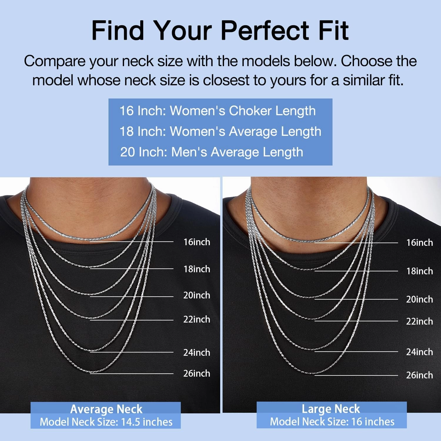 Jewlpire Solid 18K Gold Over 925 Sterling Silver Chain Necklace for Women, 1.35mm Rope Chain Italian Necklace Chain for Women Men Super Shiny & Durable Women's Chain Necklaces 18 20 22 24 Inch