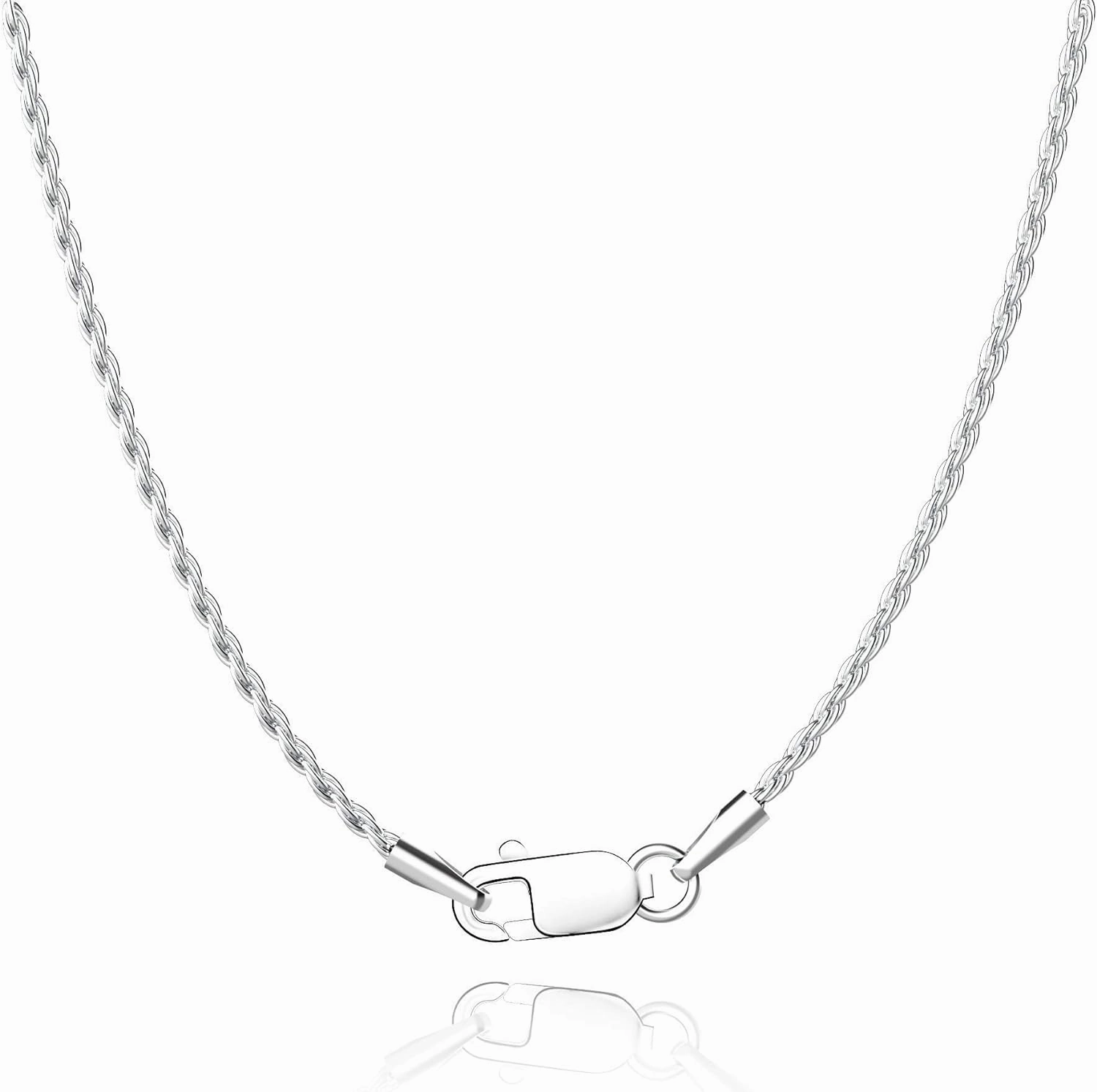 Jewlpire Solid 18K Gold Over 925 Sterling Silver Chain Necklace for Women, 1.35mm Rope Chain Italian Necklace Chain for Women Men Super Shiny & Durable Women's Chain Necklaces 18 20 22 24 Inch