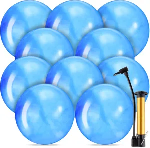 Jexine 10 Pcs 15" Marbleized Bouncy Balls Big PVC Inflatable Balls Playground Kickball Bouncing Toys with Pump for Backyard Beach Indoor Outdoor Game Party Favor