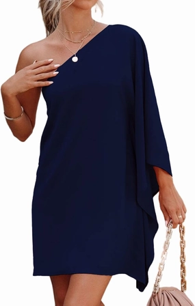 Jhsnjnr Women's Casual Batwing Sleeve One Shoulder Dresses Summer Club Party Cocktail Dresses