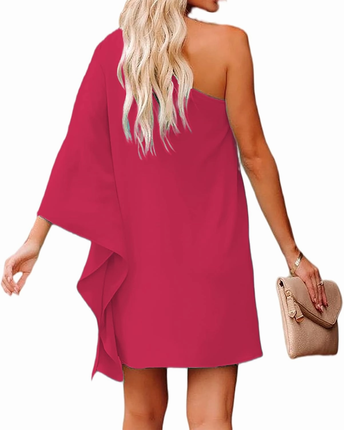 Jhsnjnr Women's Casual Batwing Sleeve One Shoulder Dresses Summer Club Party Cocktail Dresses
