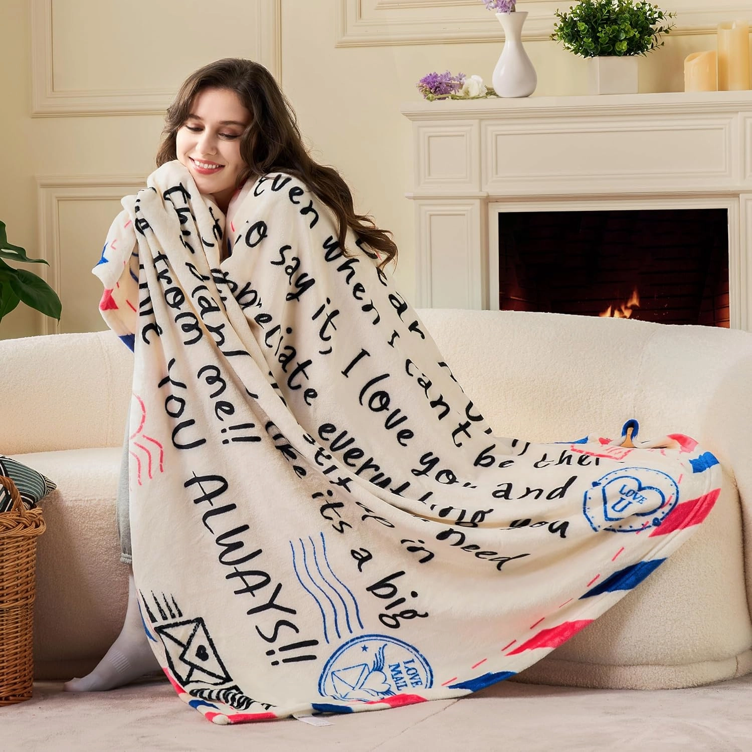 Joiedomi Mothers Day Blanket Gifts for Mom Soft Flannel Mom Blanket for Wife Grandma Birthday Present for Women from Daughter Son 50" x 60" Ivory White