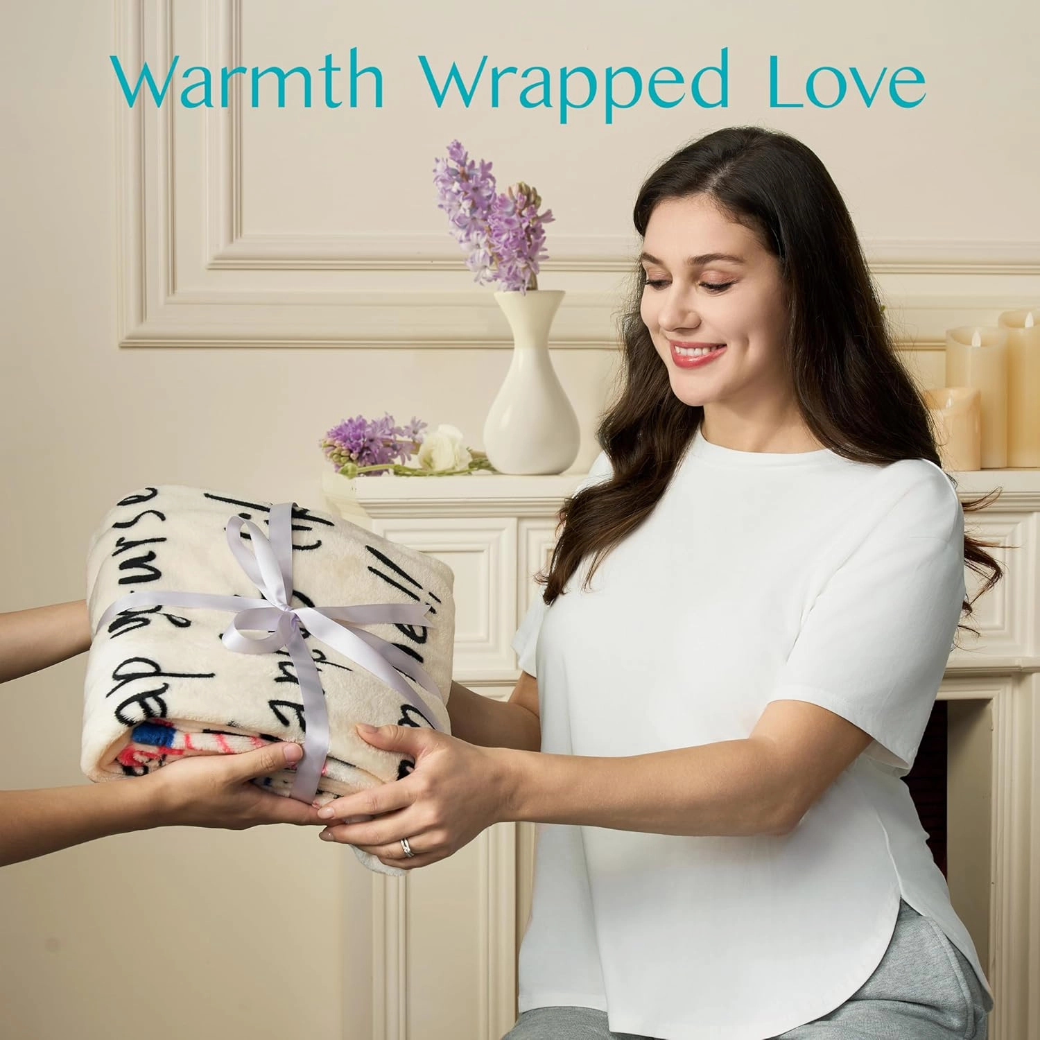 Joiedomi Mothers Day Blanket Gifts for Mom Soft Flannel Mom Blanket for Wife Grandma Birthday Present for Women from Daughter Son 50" x 60" Ivory White