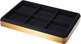 jojomis 6-Grid Jewelry Display Tray - Metal & Microfibre Ring Bracelet Storage Organizer for Home & Shop Use, Black