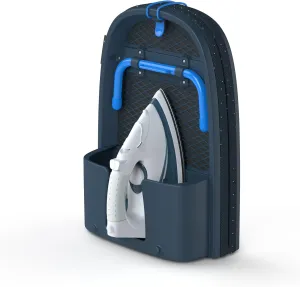 Joseph Joseph Compact Folding Tabletop Ironing Board with Iron Holder, Black/Blue