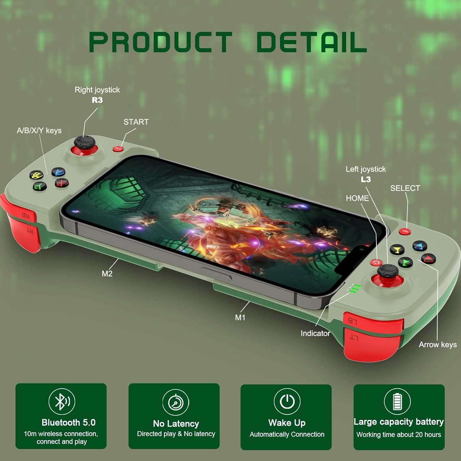 Joso Phone Controller for iPhone/Android Support Phone Case, Mobile Gaming Controller with Ergonomic Design - Wireless Gamepad for Cloud Gaming & PS Remote Play