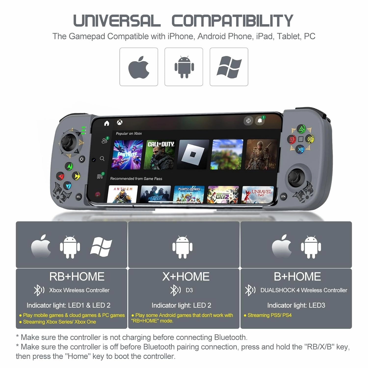 Joso Phone Controller for iPhone/Android Support Phone Case, Mobile Gaming Controller with Ergonomic Design - Wireless Gamepad for Cloud Gaming & PS Remote Play
