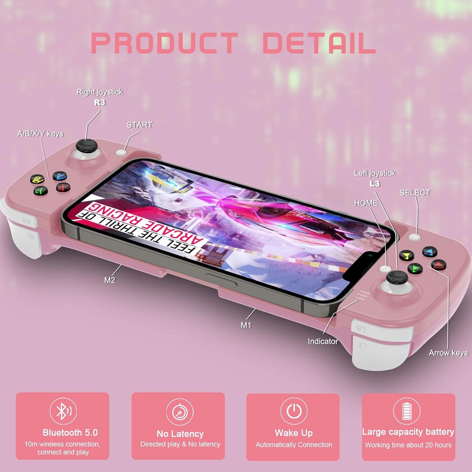 Joso Phone Controller for iPhone/Android Support Phone Case, Mobile Gaming Controller with Ergonomic Design - Wireless Gamepad for Cloud Gaming & PS Remote Play