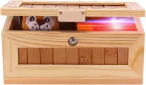 JOYO Useless Box Toy,Wooden Dont Touch Useless Box, Spoof Toy Funny Tiger Box Toy Don't Touch Useless Box Leave Me Alone Decorative Machine Tiger Toys for Kids Friends Home Office Desk (1Pc)
