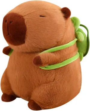 JPORSHU Capybara Plush Toy， 14inchCapybara Plush with Turtle Backpack， Kawaii Capybara Stuffed Animal and Home Decor Gifts