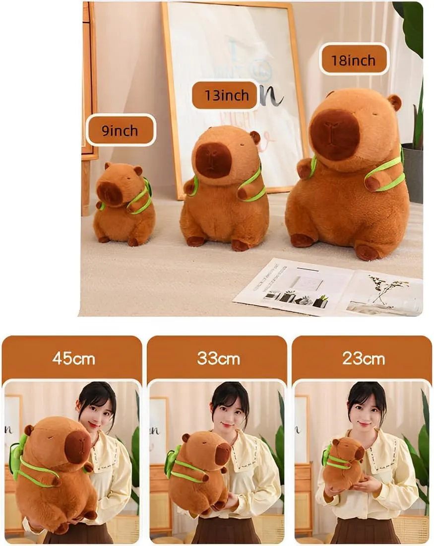 JPORSHU Capybara Plush Toy， 14inchCapybara Plush with Turtle Backpack， Kawaii Capybara Stuffed Animal and Home Decor Gifts