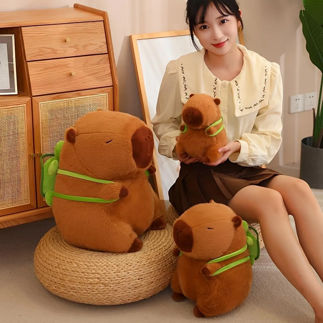 JPORSHU Capybara Plush Toy， 14inchCapybara Plush with Turtle Backpack， Kawaii Capybara Stuffed Animal and Home Decor Gifts