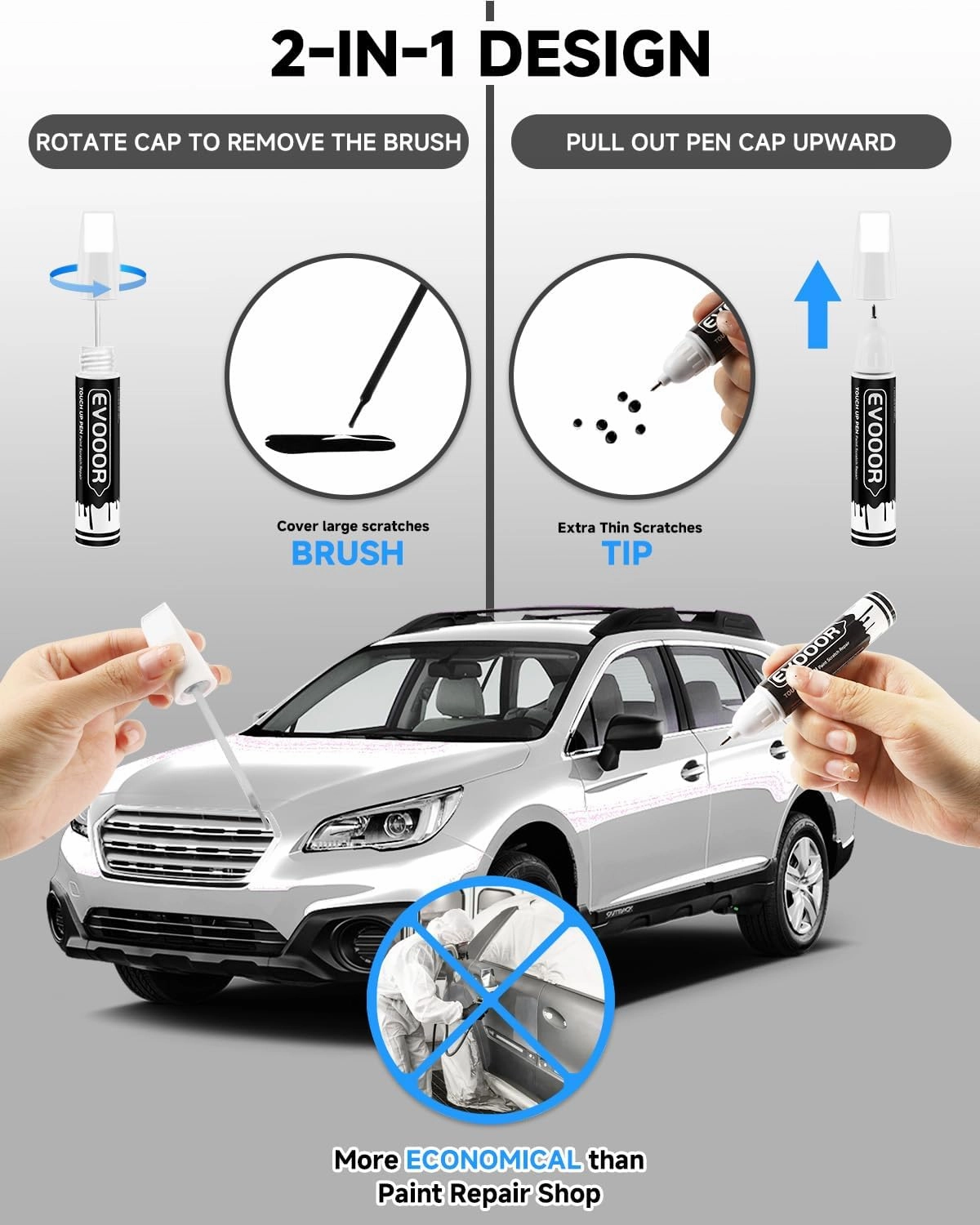 K1X Crystal White Pearl Tricoat Touch Up Paint Compatible with Subaru Exact Match 2 in 1 Touch up Paint for Chips and Nicks Repair with 2pcs Disposable Micro Applicators