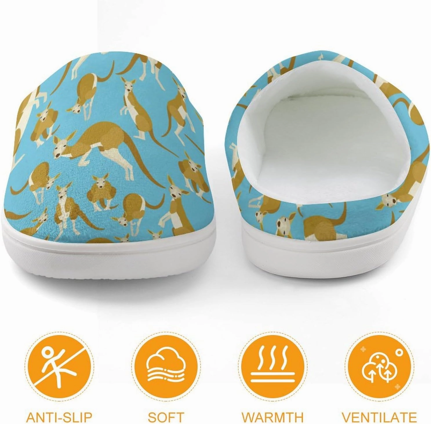 Kangaroo Animal Print Slippers for Boys Girls Home Cotton Slippers Non-Slip Warm Little Kids Slippers