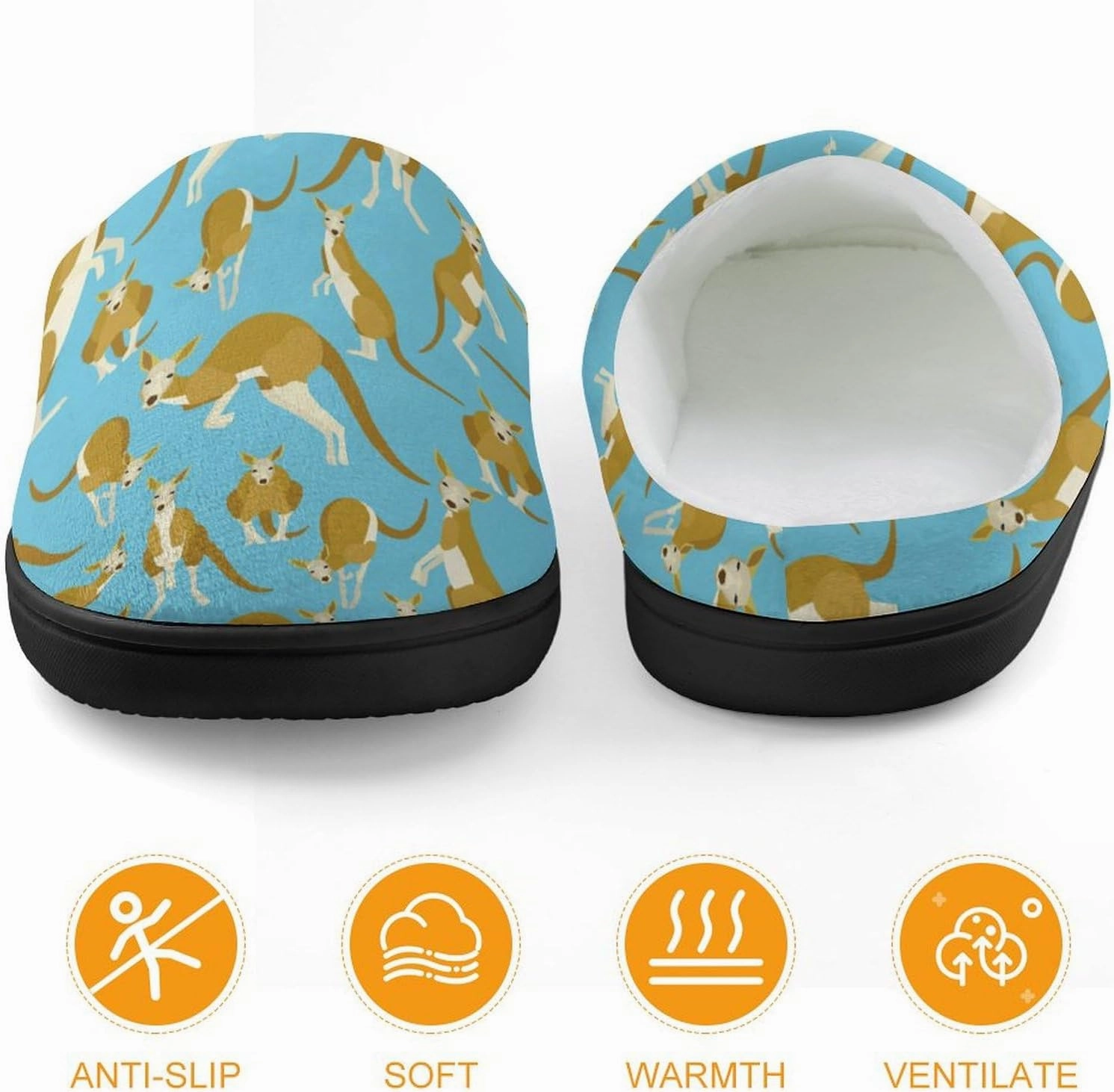 Kangaroo Animal Print Slippers for Boys Girls Home Cotton Slippers Non-Slip Warm Little Kids Slippers