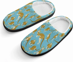 Kangaroo Animal Print Slippers for Boys Girls Home Cotton Slippers Non-Slip Warm Little Kids Slippers