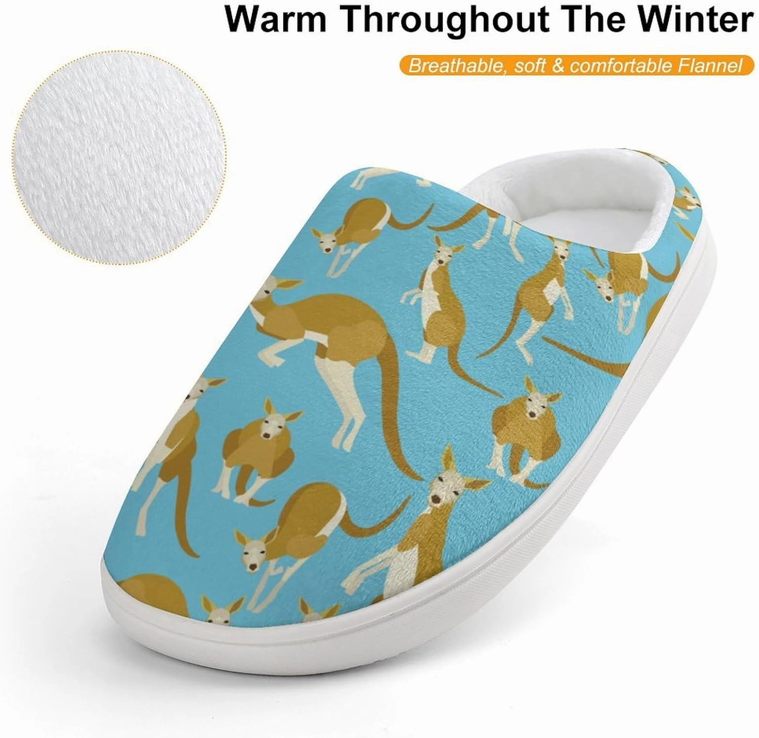 Kangaroo Animal Print Slippers for Boys Girls Home Cotton Slippers Non-Slip Warm Little Kids Slippers
