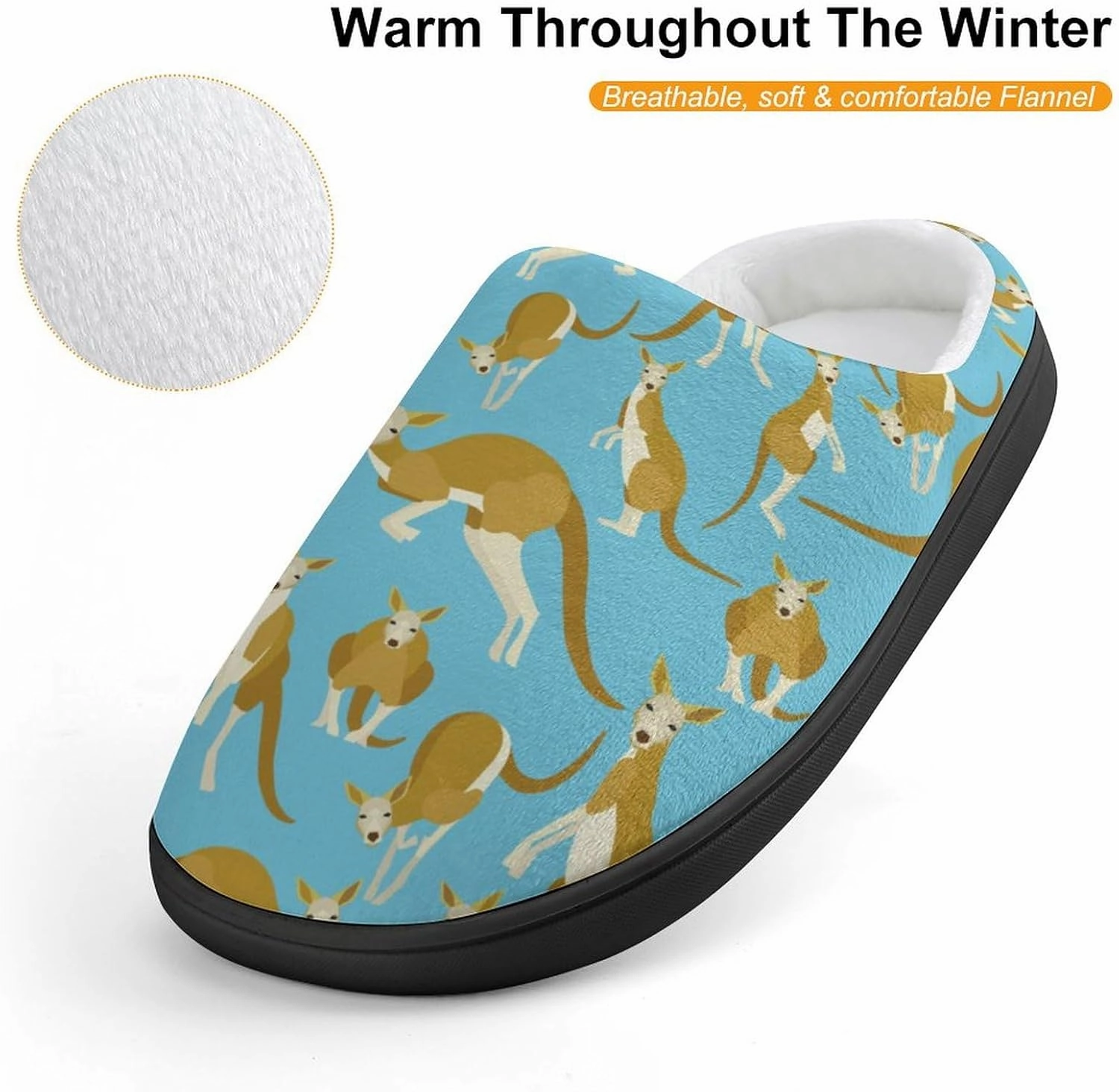 Kangaroo Animal Print Slippers for Boys Girls Home Cotton Slippers Non-Slip Warm Little Kids Slippers