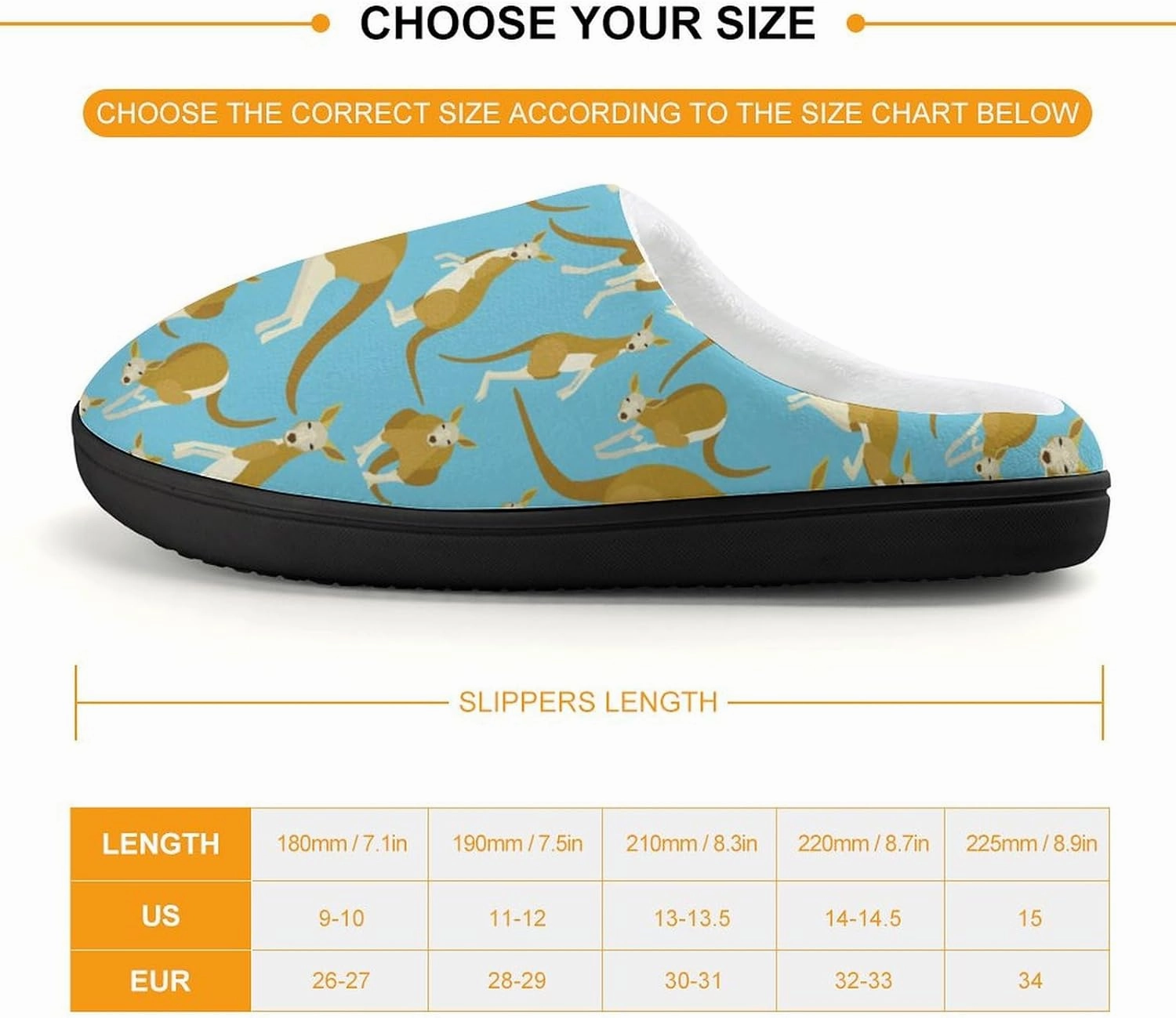 Kangaroo Animal Print Slippers for Boys Girls Home Cotton Slippers Non-Slip Warm Little Kids Slippers